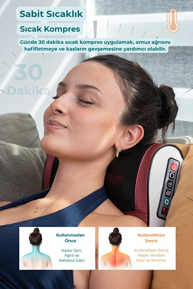 Elektrikli Boyun Bel Sırt Ovmalı Isıtmalı Yoğurmalı Çok Amaçlı Masaj Yastığı